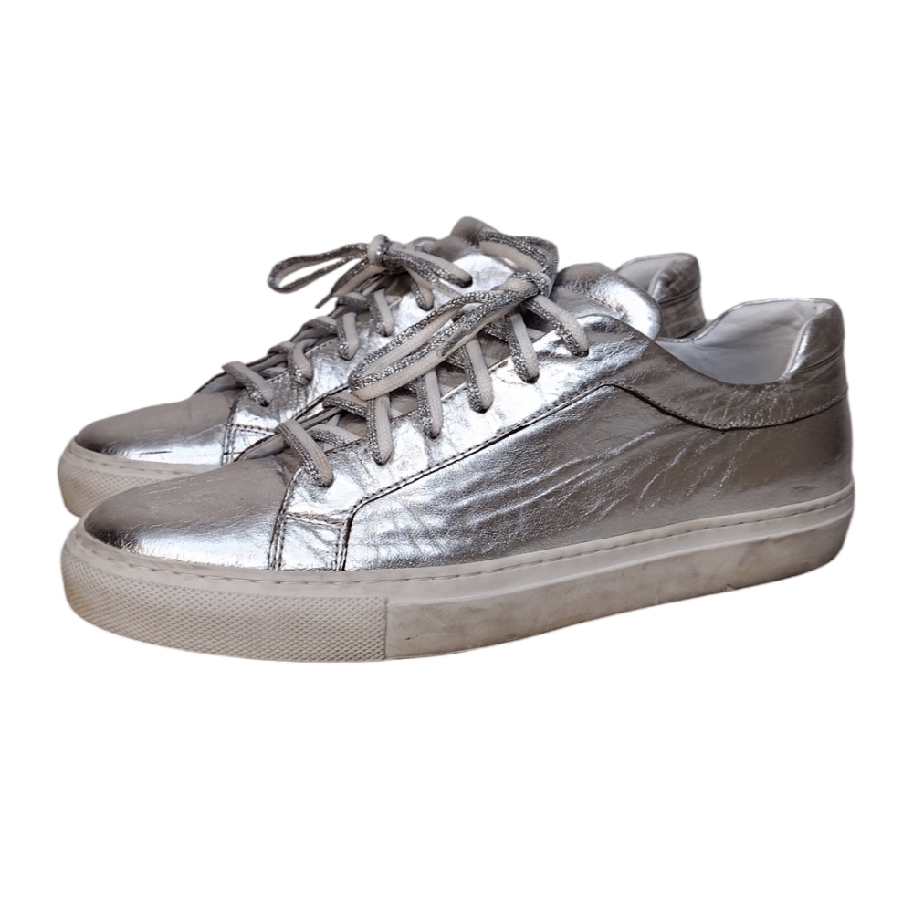 M.Gemi Palestra Women's Metallic Silver Lace Up Sneakers Size 8